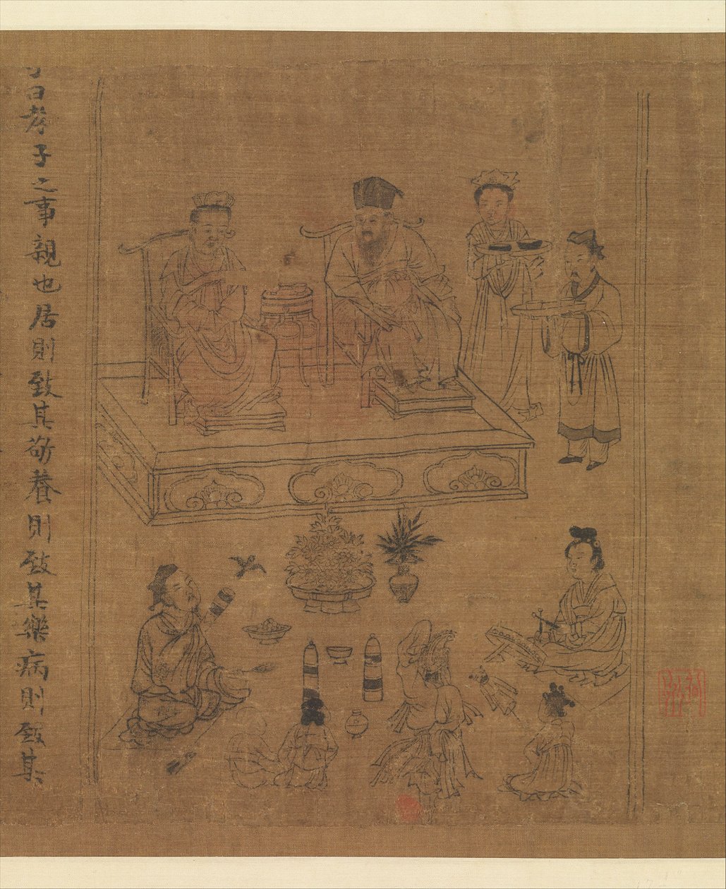 The Classic of Filial Piety, c.1085 (inkoust a barva na hedvábí) od Gonglin Li