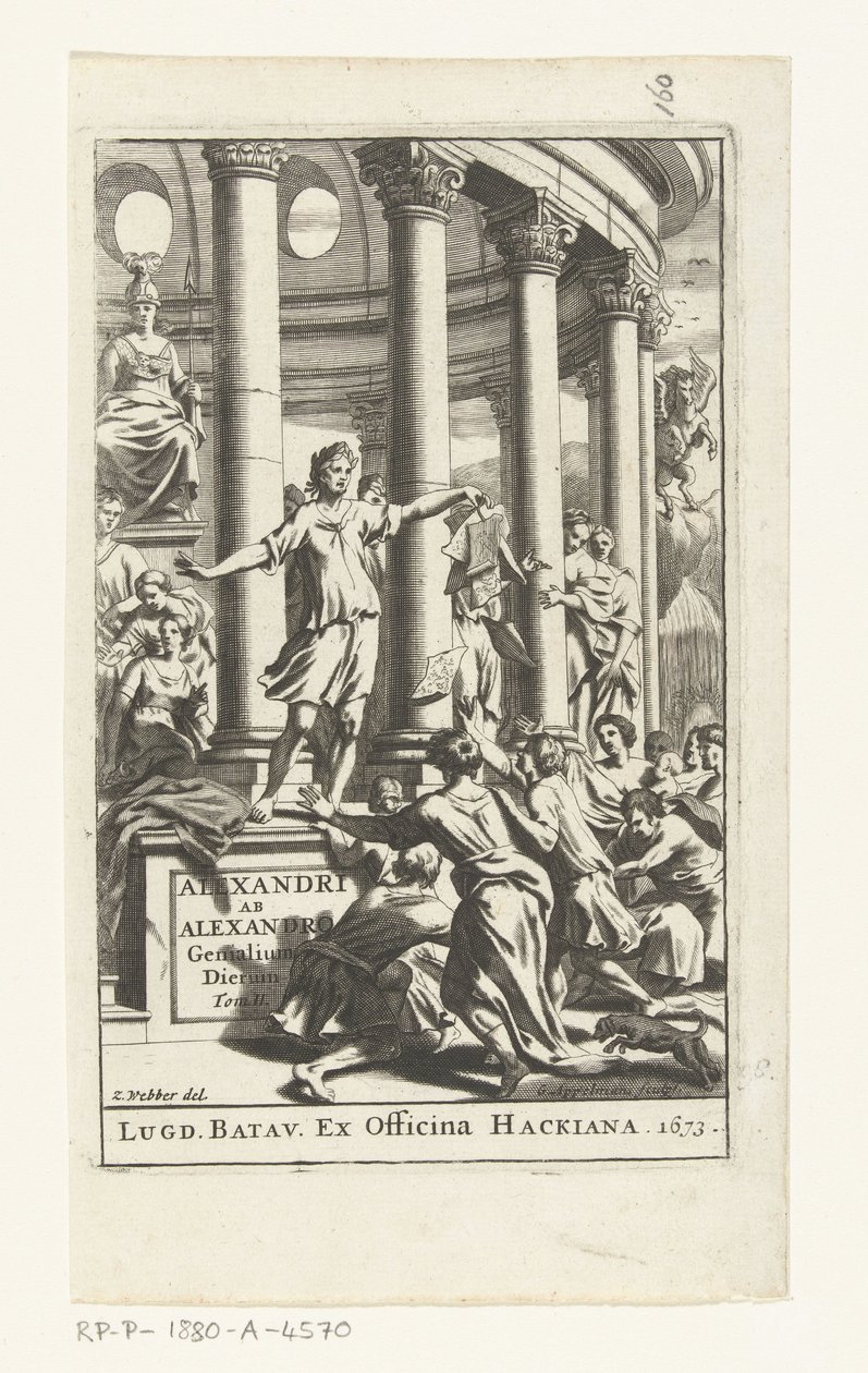 Titelpagina voor Alexander ab Alexander, Genialium dierum, deel 2, 1673 od Gonsales Appelmans (attributed to)