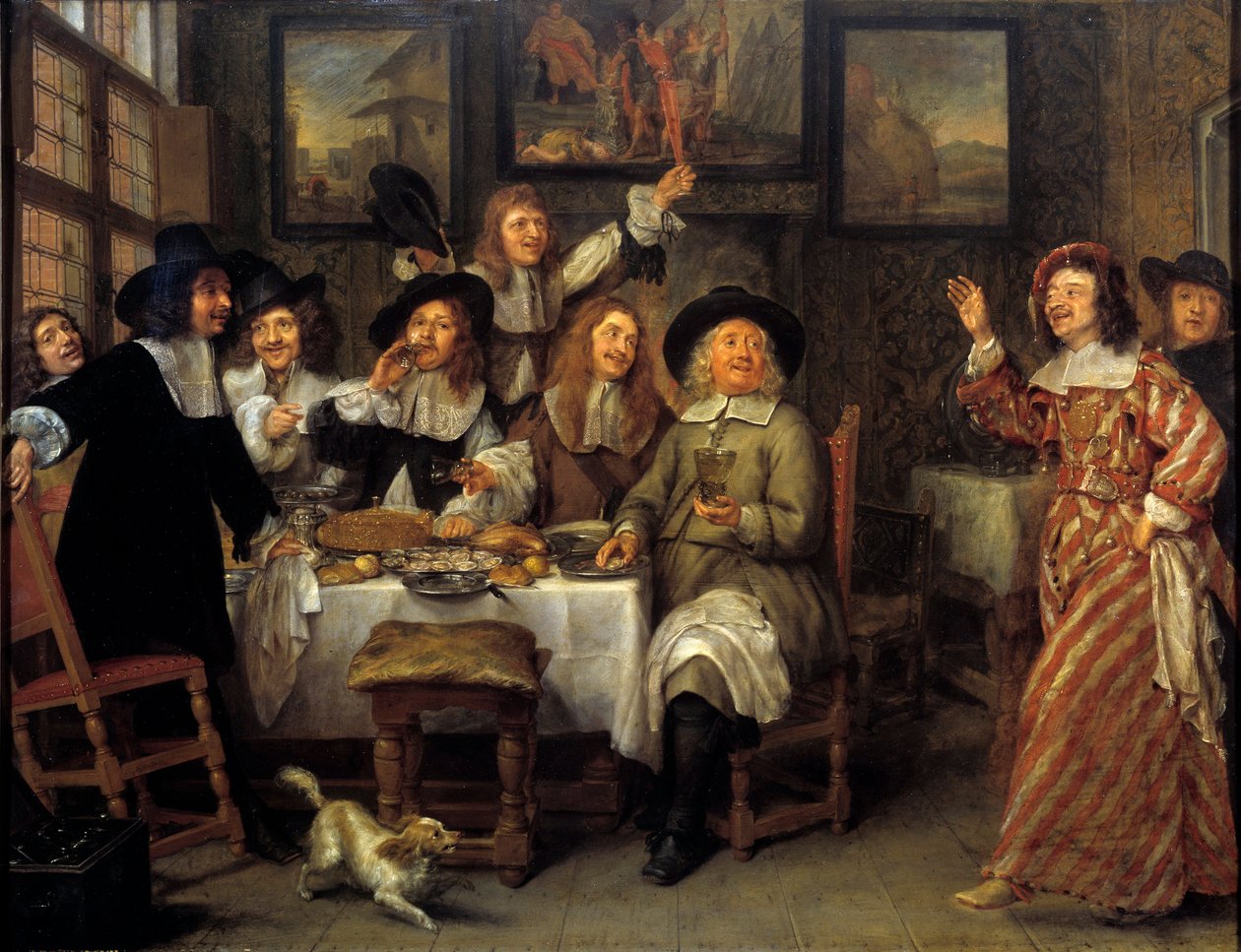 Jídlo umělců od Gonzalese Coquese (1614-1684) (ex.bel.) 17. století od Gonzales Coques