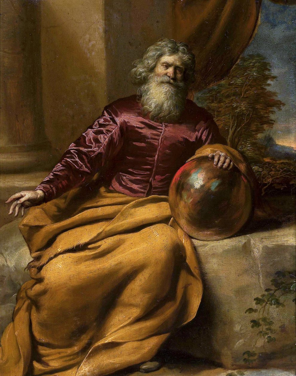 Starý muž s koulí (Archimedes) od Gonzales Coques