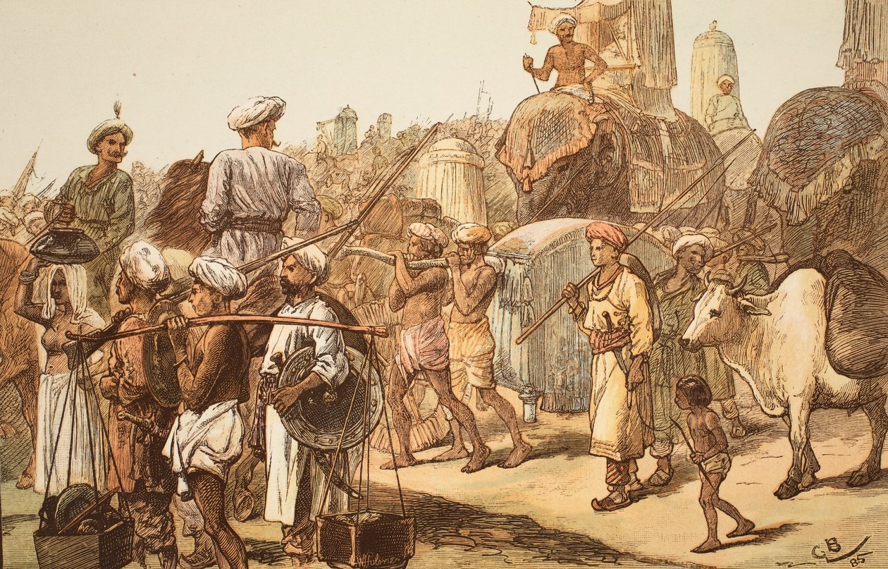 Pochod indické armády, vyrytý W.J. Palmerem od Gordon Frederick Browne