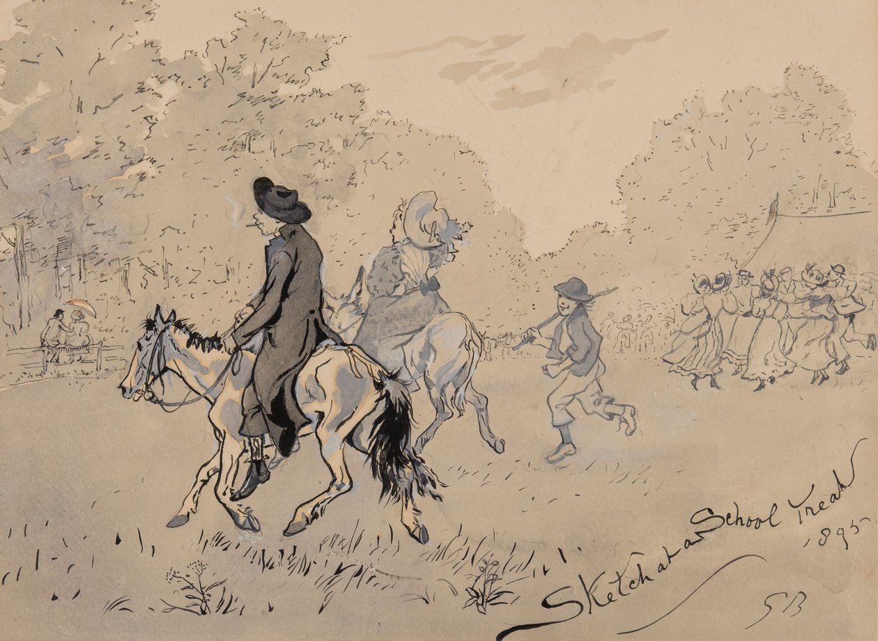 Sketch at a School Treat, 1895 (pero, štětec, inkoust a wc na papíře) od Gordon Frederick Browne