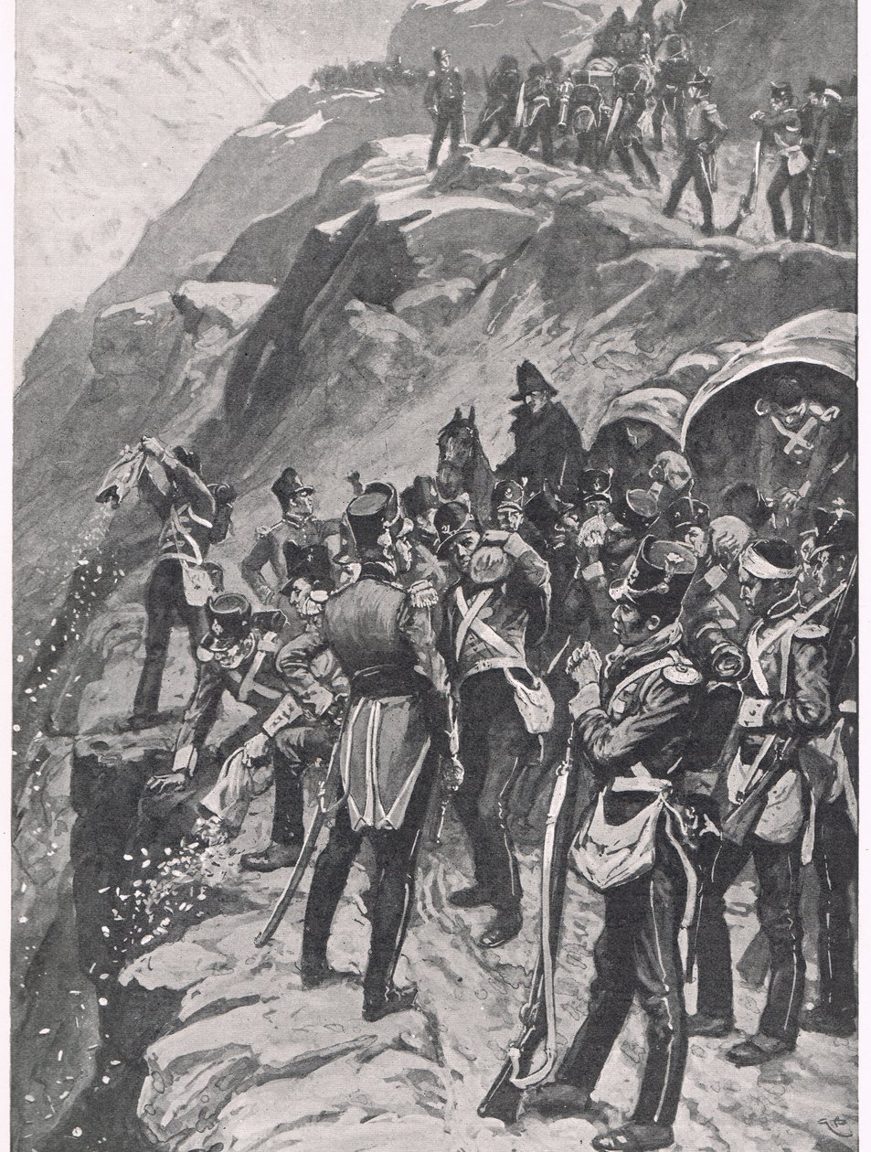The Retreat to Corunna: Hurling the Silver down the Mountainside, ilustrace z 
