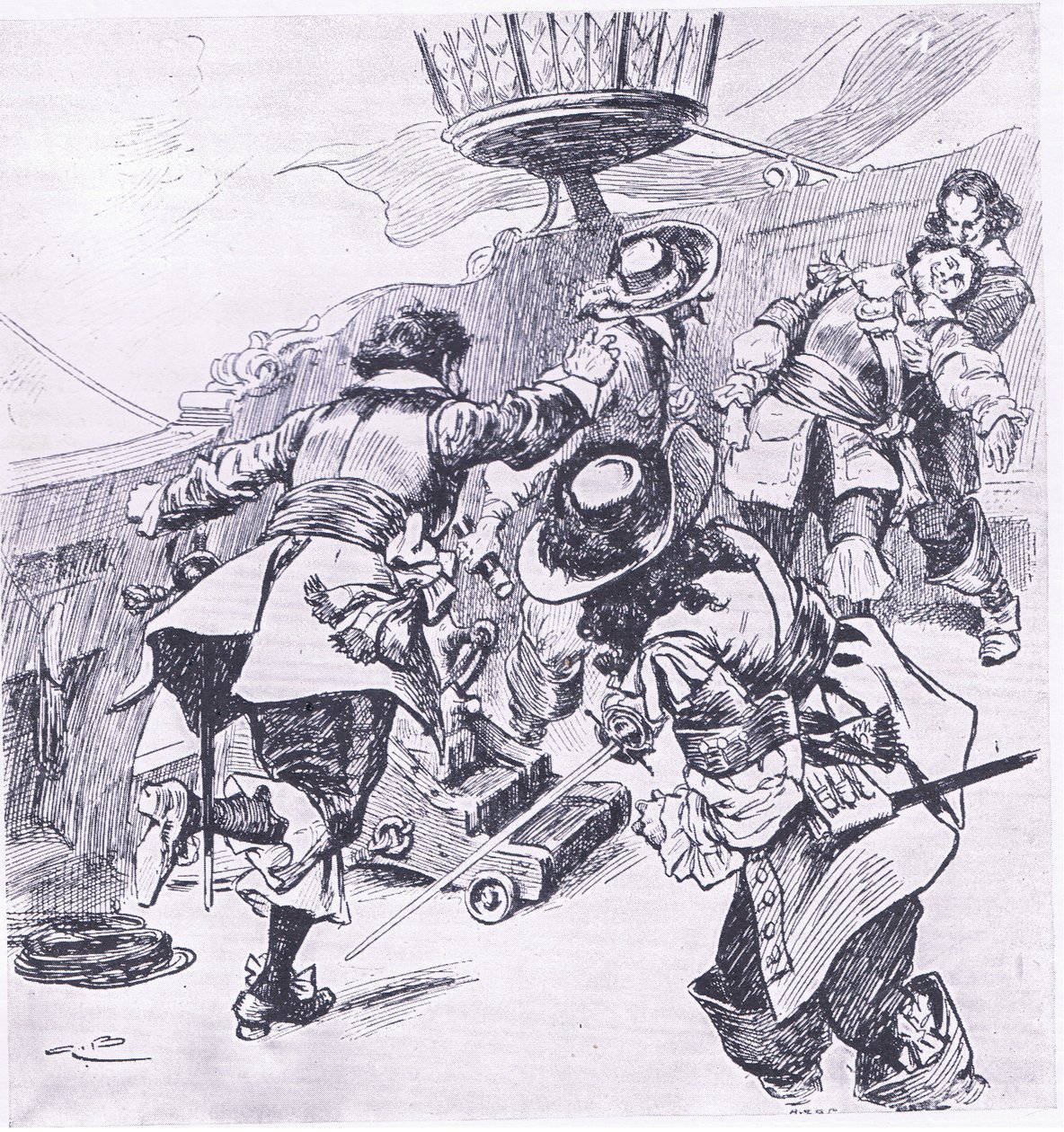 Smrt von Trompa 31. července 1653, ilustrace z britských bitev na souši a na moři, 1915 od Gordon Frederick Browne