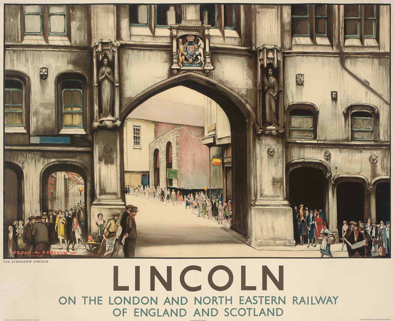Reklamní plakát London and North Eastern Railway cestuje vlakem do Lincolnu od Gordon Mitchell Forsyth