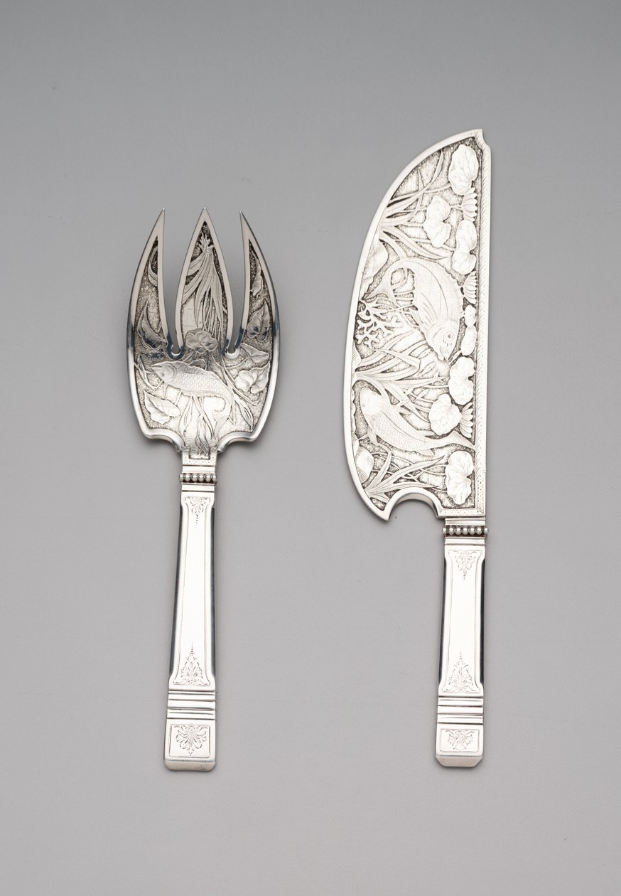 Rybí plátek a vidlička, cca 1870-80 (stříbrná) od Gorham Manufacturing Company