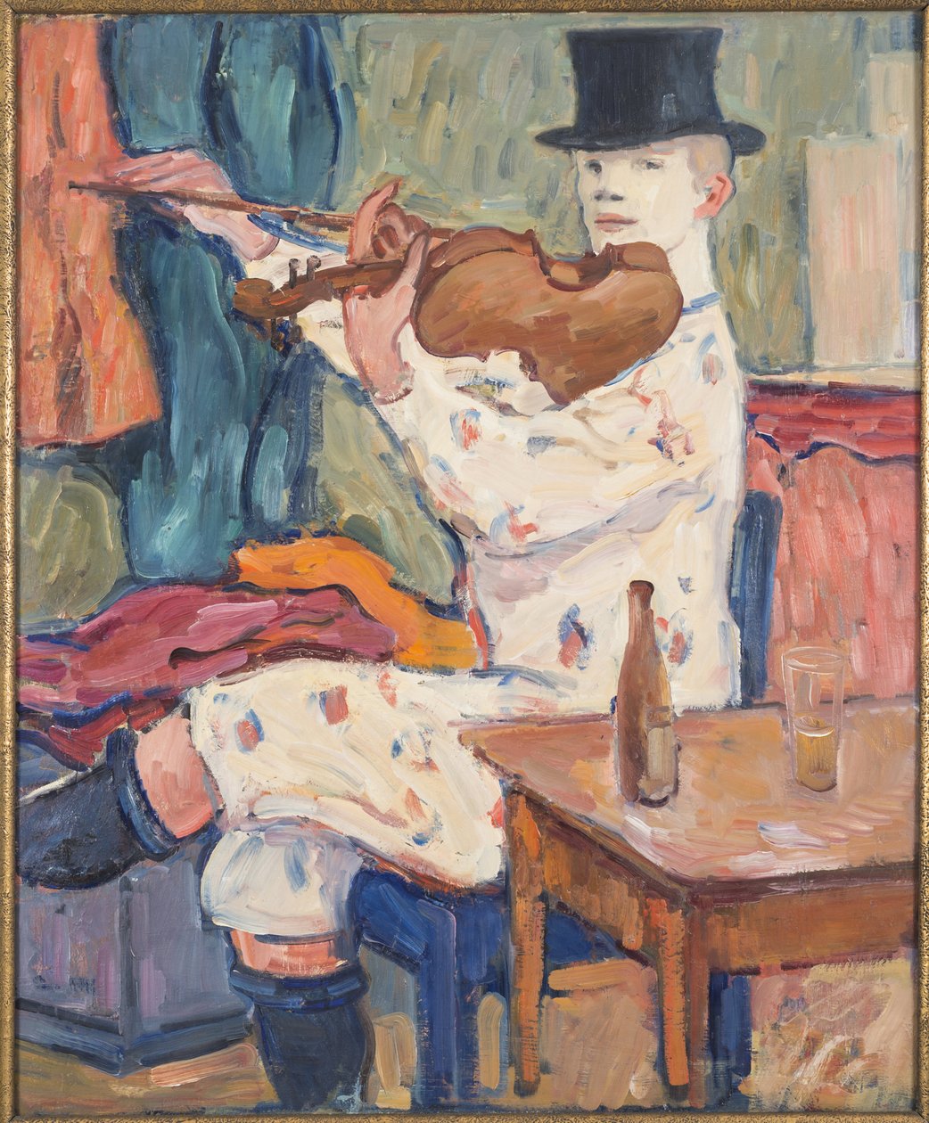 Un clown jouant du violon - Klaun hrající na housle, Hennigs, Gosta von (1866-1941). Olej na plátně od Gosta von Hennigs