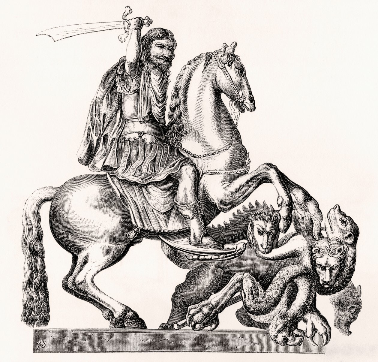 Anglický král Karel II reprezentovaný jako St George Slaying the Dragon, 1855 od Gottfried Leigeber