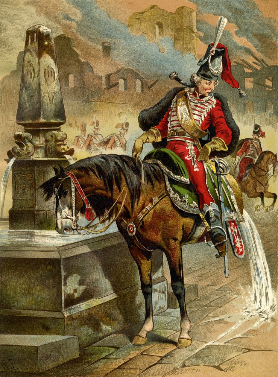 Ilustrace ke knize Překvapivá dobrodružství barona Münchhausena od Rudolpha Ericha Raspeho, 1896 od Gottfried Franz