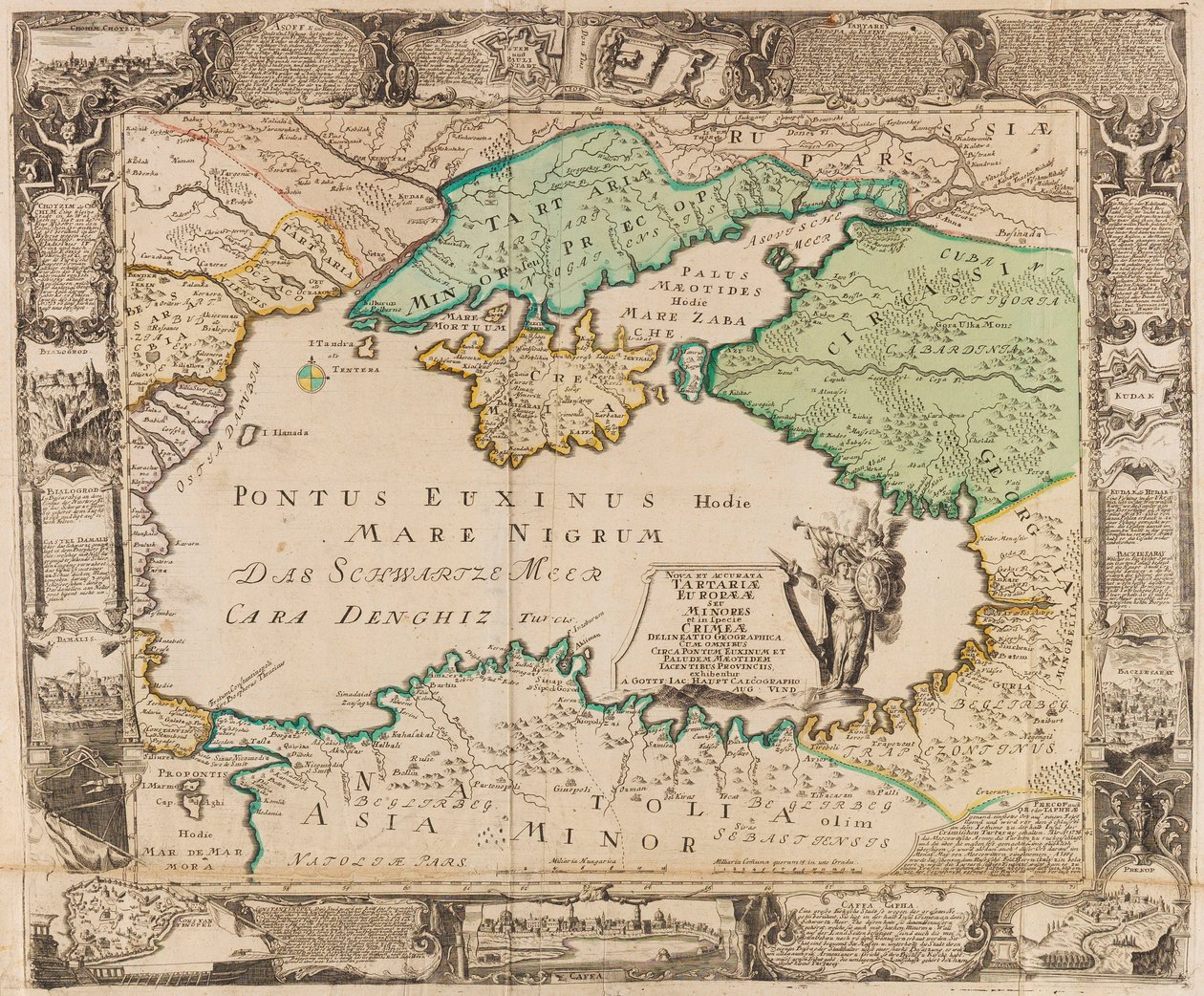 Mapa Černého moře a Krymu, c. 1740. od Gottfried Jacob Haupt