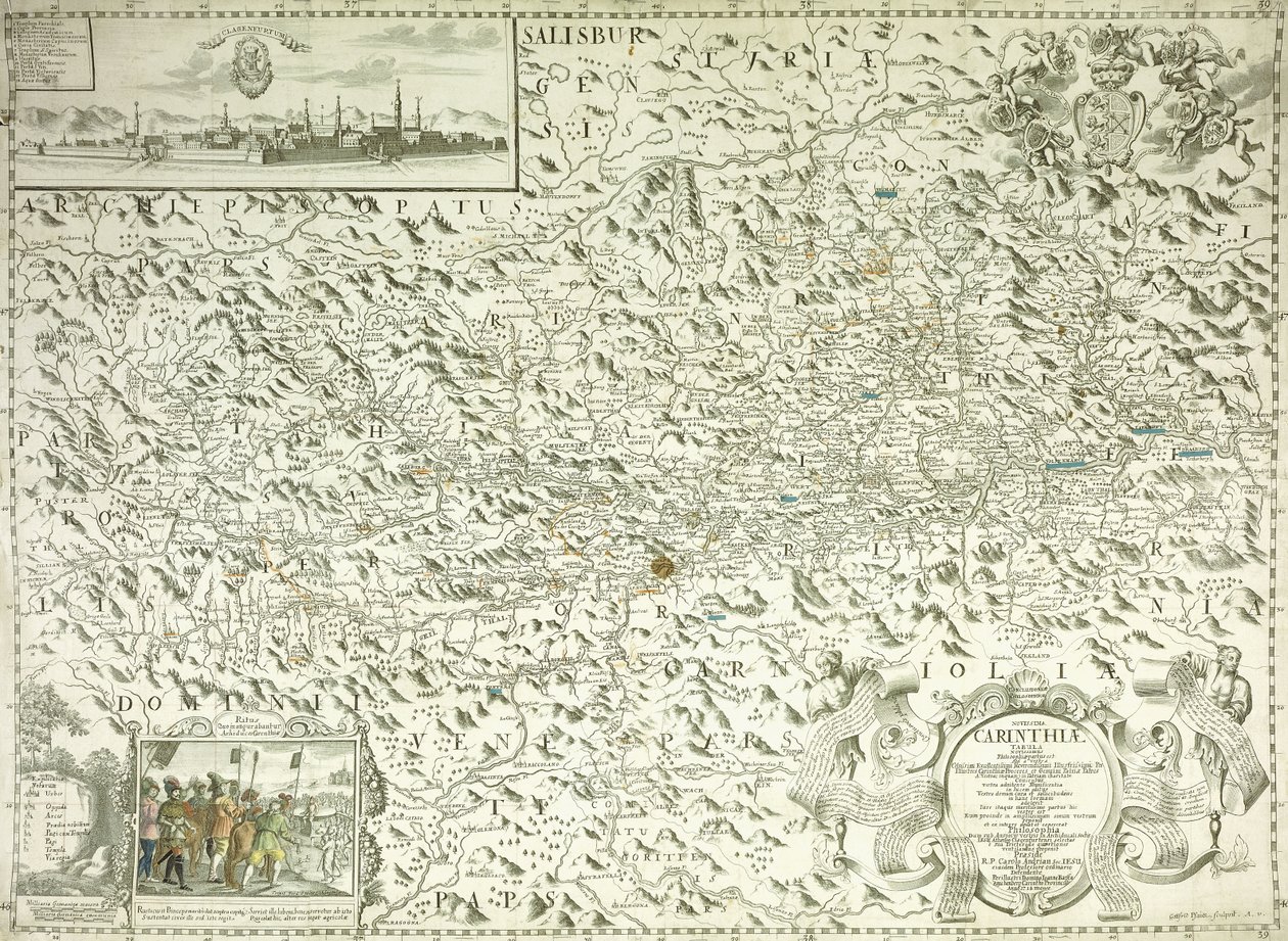 Mapa Rakouska a Československa, 1718 od Gottfried Pfantz