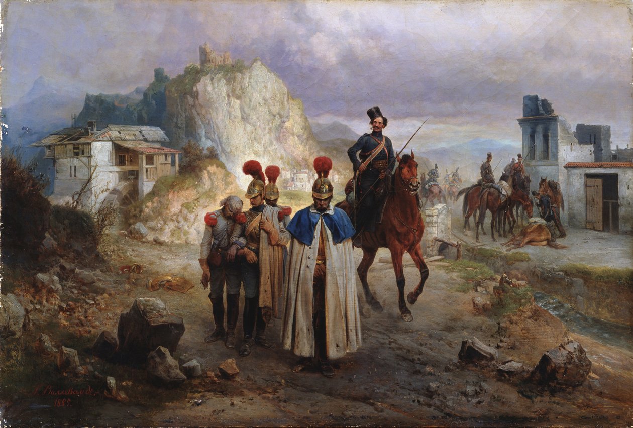 Zajatí francouzští muži v roce 1814, 1885 od Gottfried Willewalde