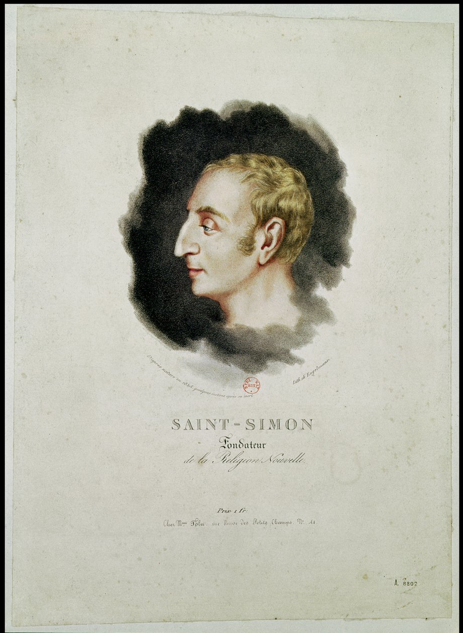Portrét Claude Henri de Rouvroy, hrabě Saint-Simon (1760-1825) vyrobený krátce po jeho smrti, 1825 od Gottfried or Godefroy Engelmann