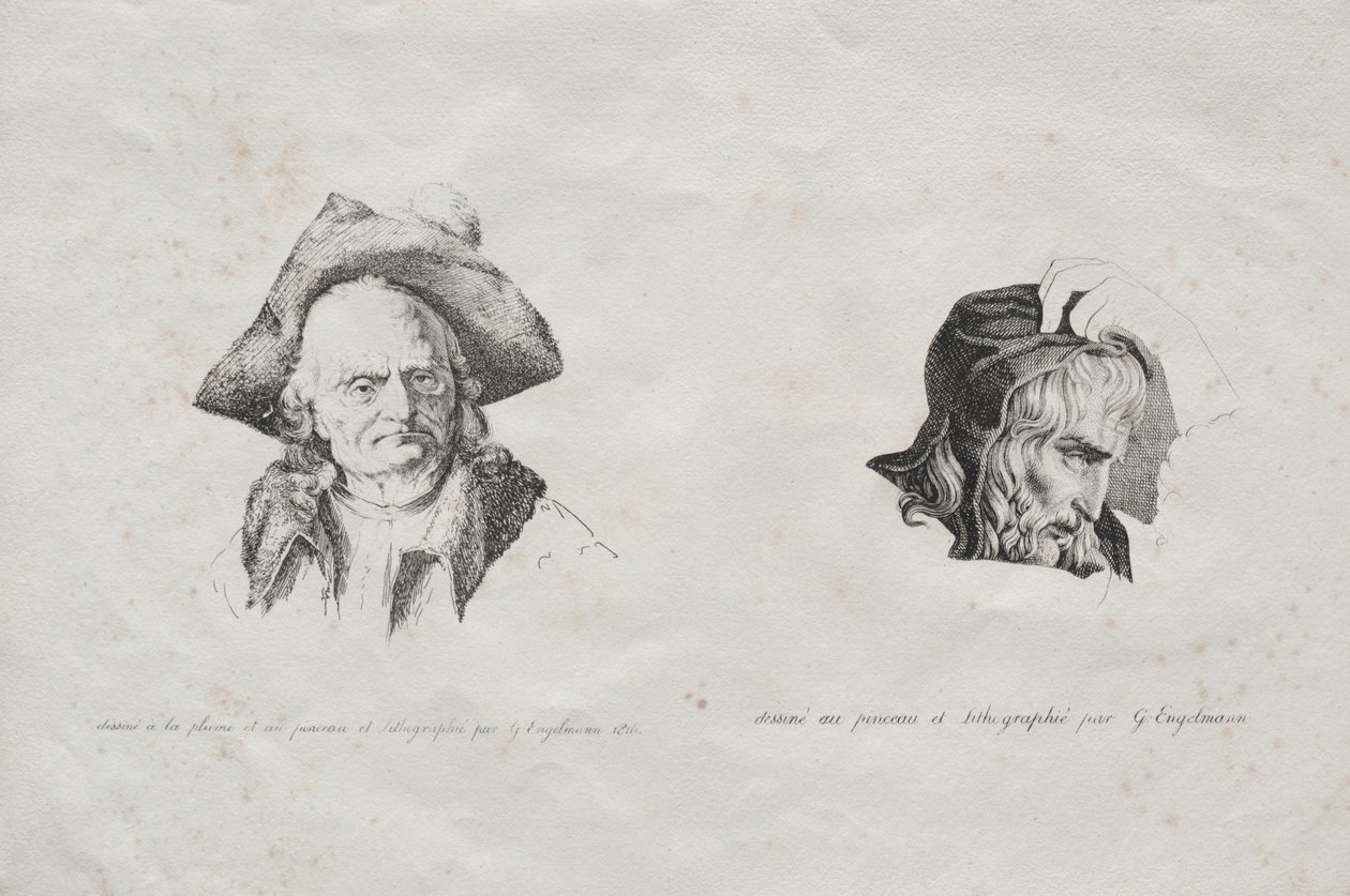 Sbírka litografických esejů: Dvě hlavy, 1816. od Gottfried or Godefroy Engelmann