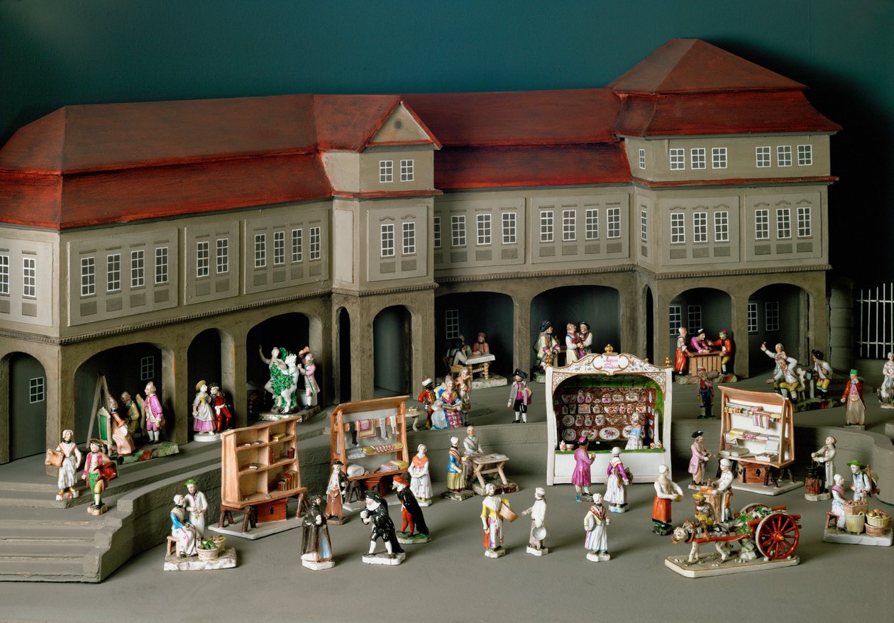 Benátský jarmark scéna z trhu na památku cesty do Benátek, kterou podnikl vévoda Karel Evžen Württemberský. od Gottlieb Friedrich Riedel