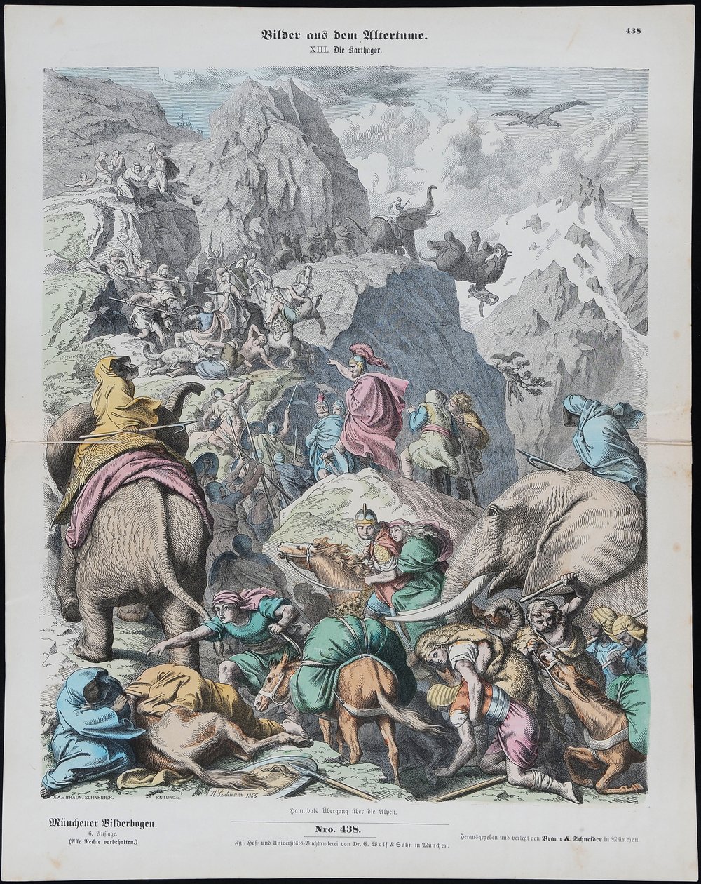 Hannibal překračuje Alpy z Münchener Bilderbogen od Gottlob Heinrich Leutemann