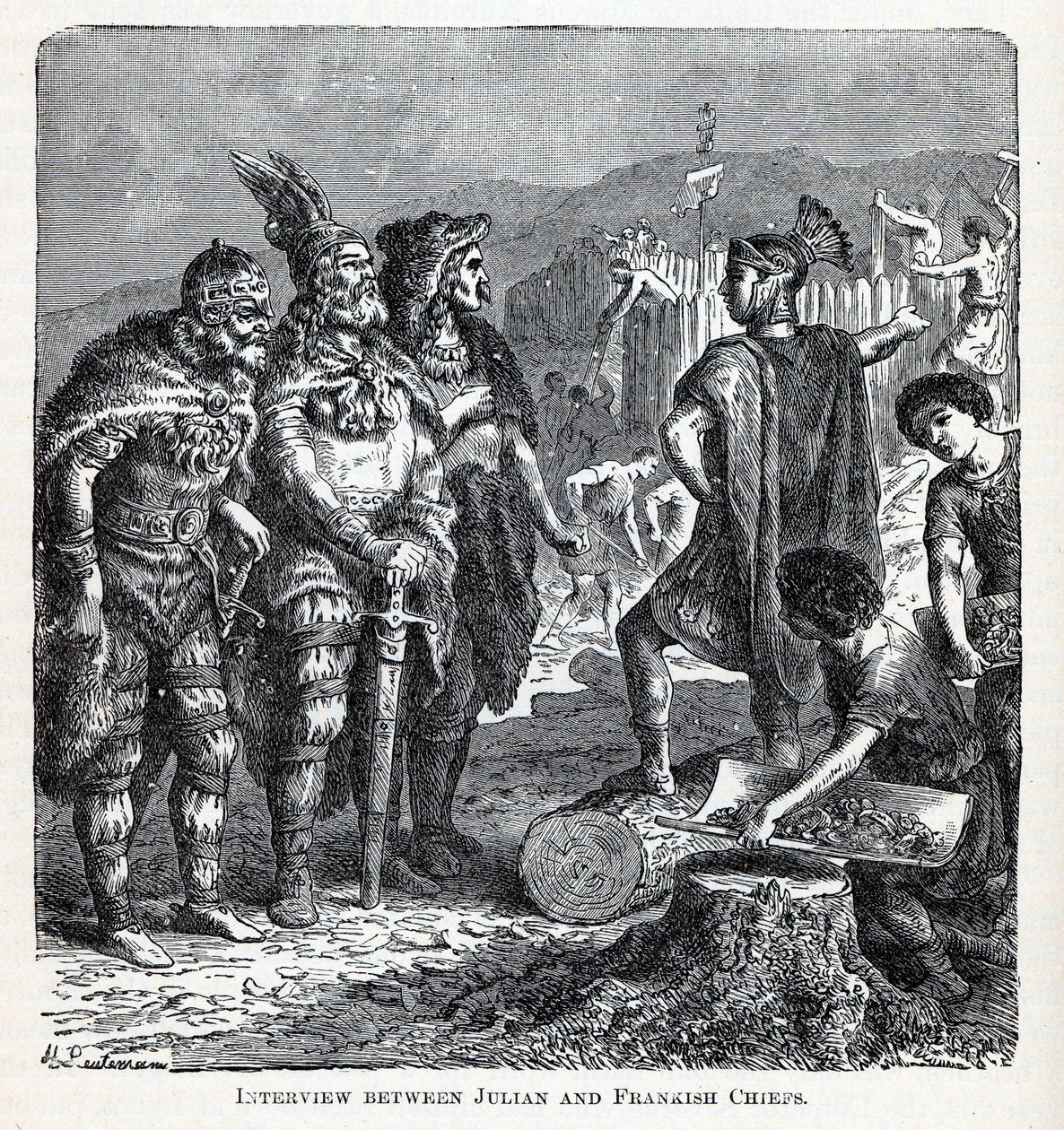 Rozhovor mezi Julianem a Frankish Chiefs, 1882 od Gottlob Heinrich Leutemann