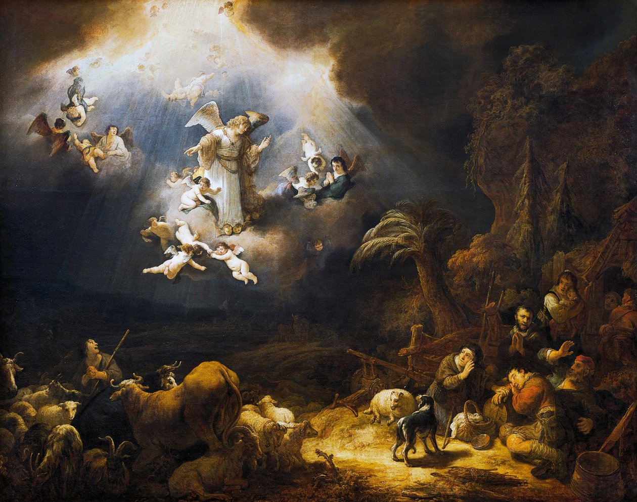 Andělé zvěstující pastýřům Kristovo narození od Govaert Flinck