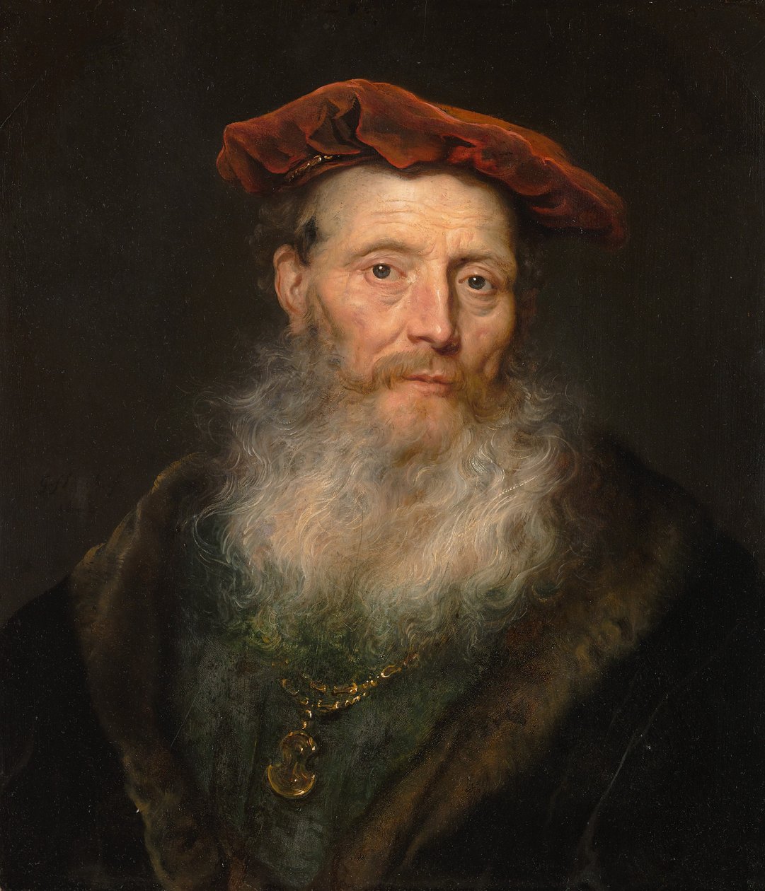 Vousatý muž se sametovou čepicí, 1645. od Govaert Flinck