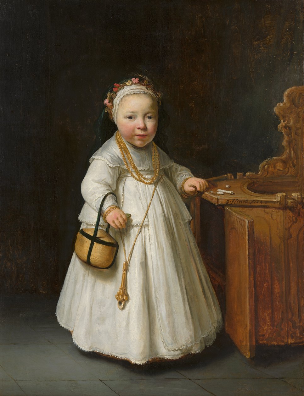 Dívka na vysoké židli, 1640 od Govaert Flinck