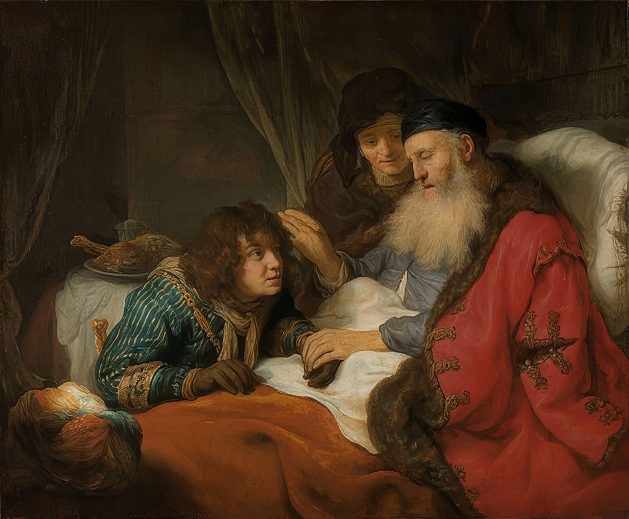 Izák žehná Jákobovi. Kolem roku 1638 od Govaert Flinck