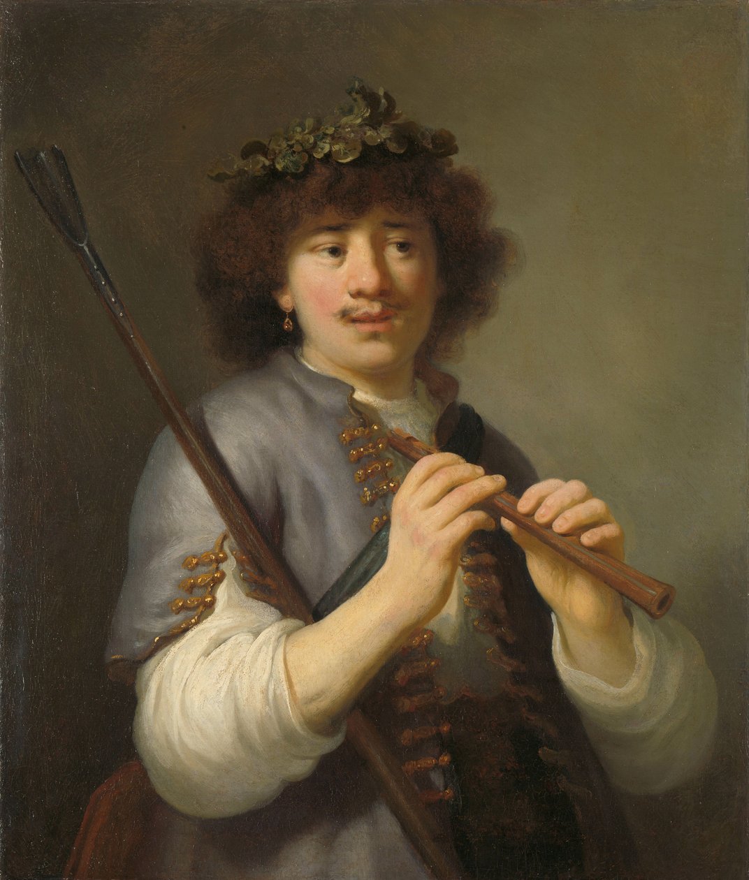 Rembrandt jako pastýř s holí a flétnou, 1636 od Govaert Flinck