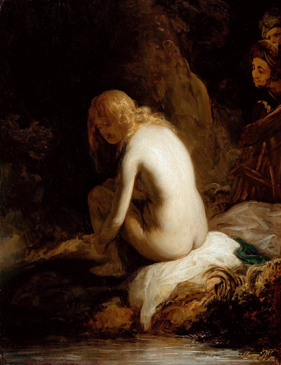 "" Suzanne et les vieillards "" (Susanna a starší) Peinture de Govaert (Govert) Flinck (1615-1660) Olej na dřevě Rozměr 49,6x37,8 cm Staatliche Museen, Berlín od Govaert Flinck