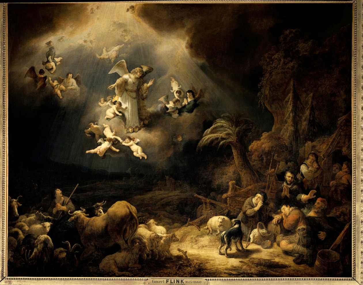 Oznámení pastýřům Obraz Govaerta Flinka (1615-1660) (ec.flam.) 1639 Ne. 1,6x1,96 m Paříž, Musee du Louvre. od Govaert Flinck