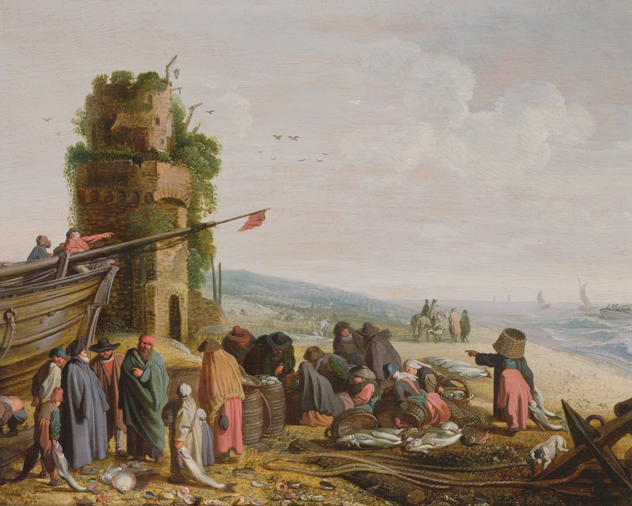 Fisherfolk on the Beach s jejich úlovkem (pár s 59984) od Govaert Jansz