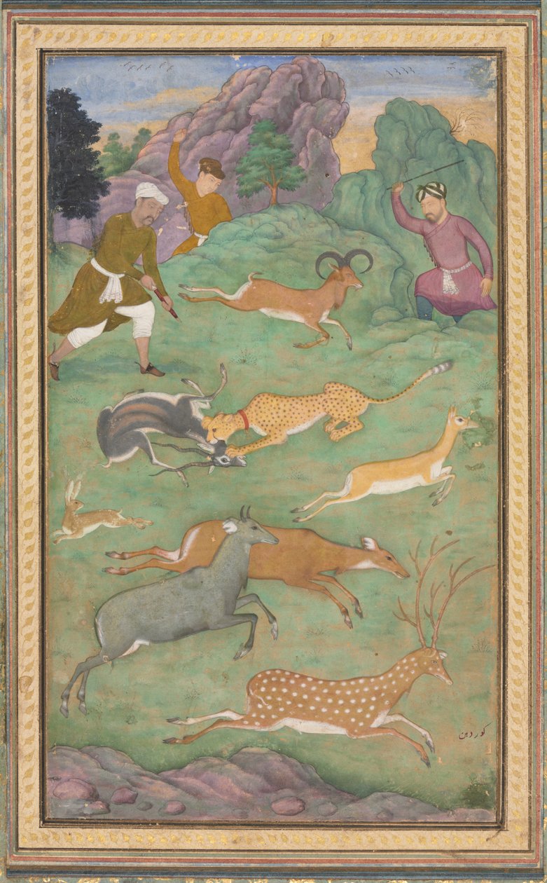 lov antilop a jelenů, c. 1602-1604. od Govardhan