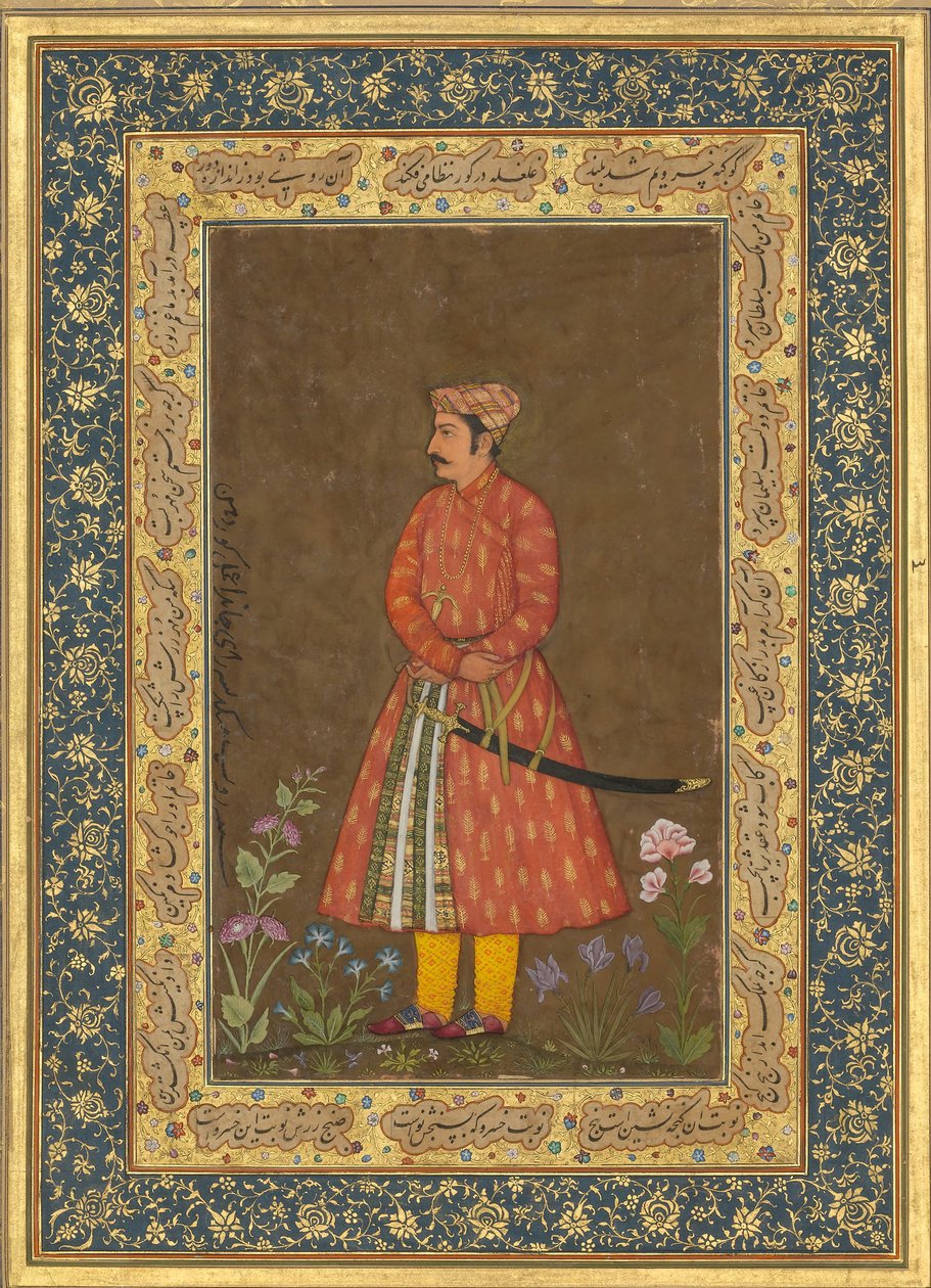 Portrét Rupa Singha, Folio z alba Shah Jahan, verso: ca. 1615-20, přímý: ca. 1500 od Govardhan