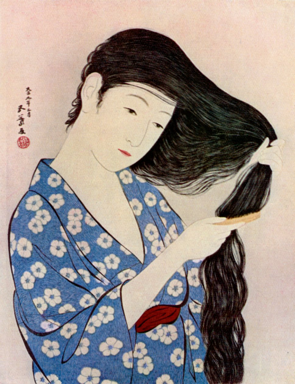 Japonka česající si vlasy, 1920 1930. od Goyo Hashiguchi