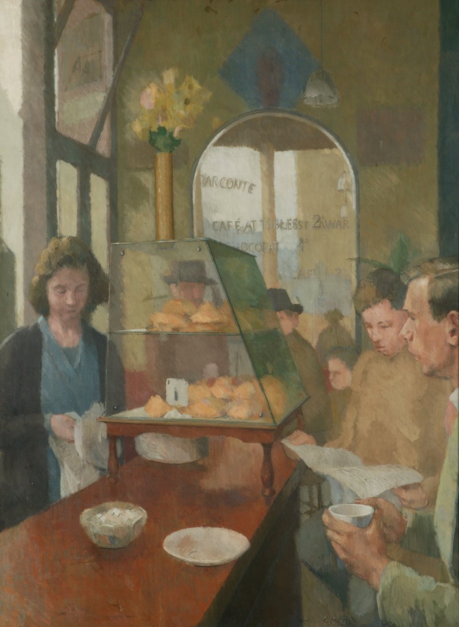 Kavárna (Cafe Conte, Londýn) 1937-38 (olej na plátně) od Graham Bell