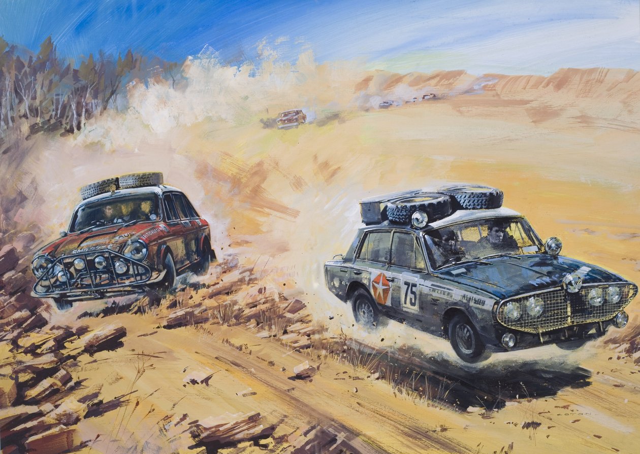 Rallye z Londýna do Sydney 1968 (kvaš na papíře) od Graham Coton