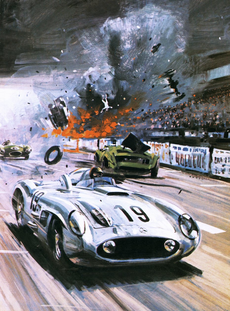 Havárie Mercedesu v závodě Le Mans 1955 od Graham Coton