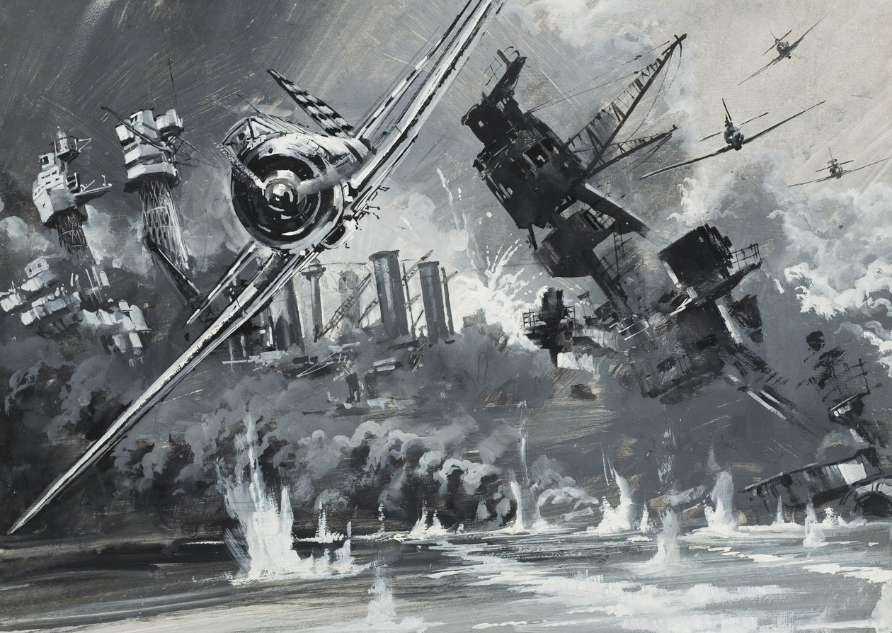 Pearl Harbour, 7. prosince 1941 (kvaš na papíře) od Graham Coton