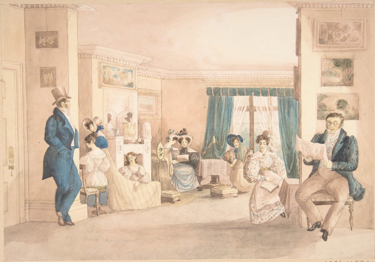 Interiér v Hatton, Warwickshire, 1820-30. od Granddaughters of Dr. Samuel Parr.