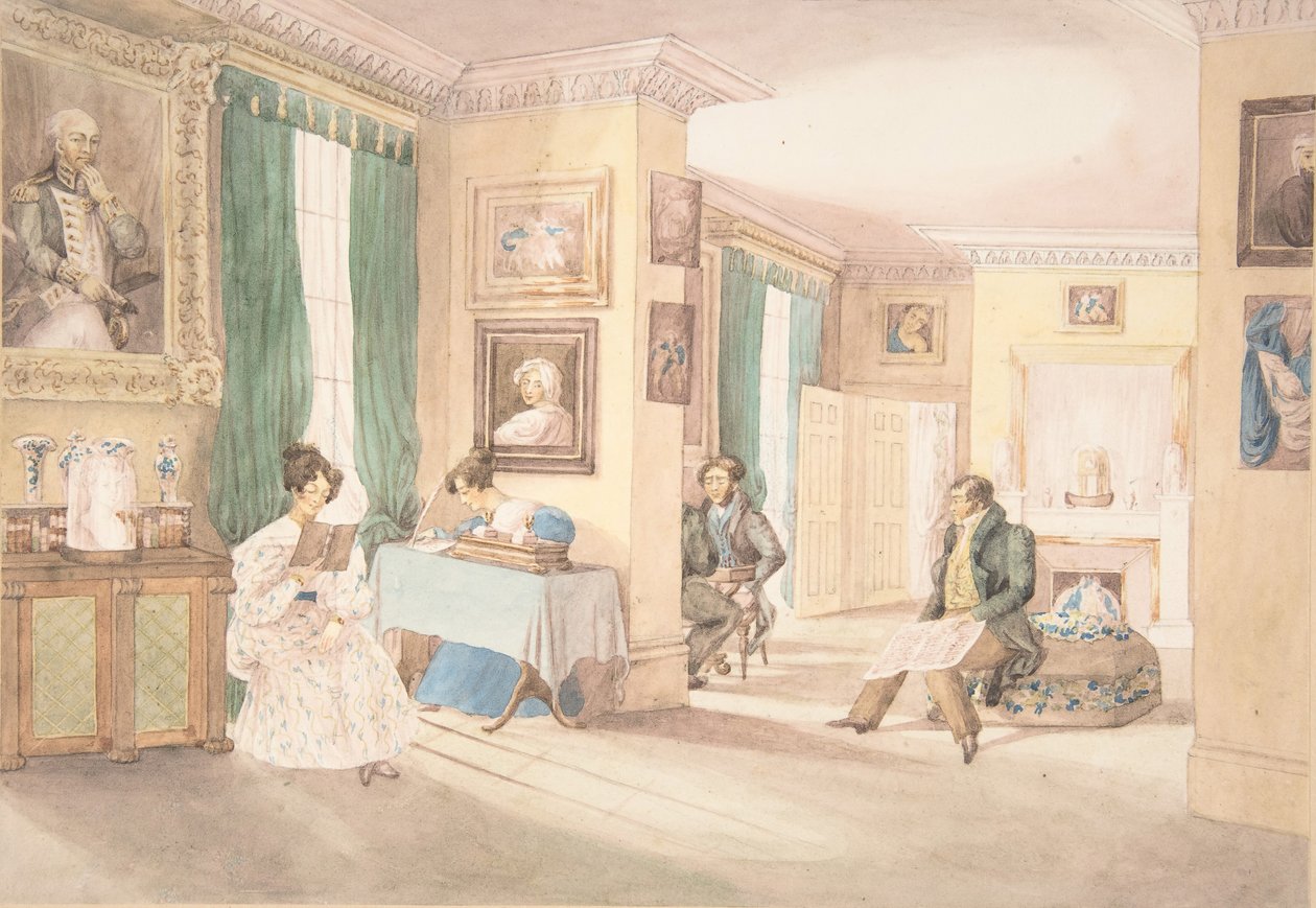 Interiér v Hatton, Warwickshire, 1820-30. od Granddaughters of Dr. Samuel Parr.