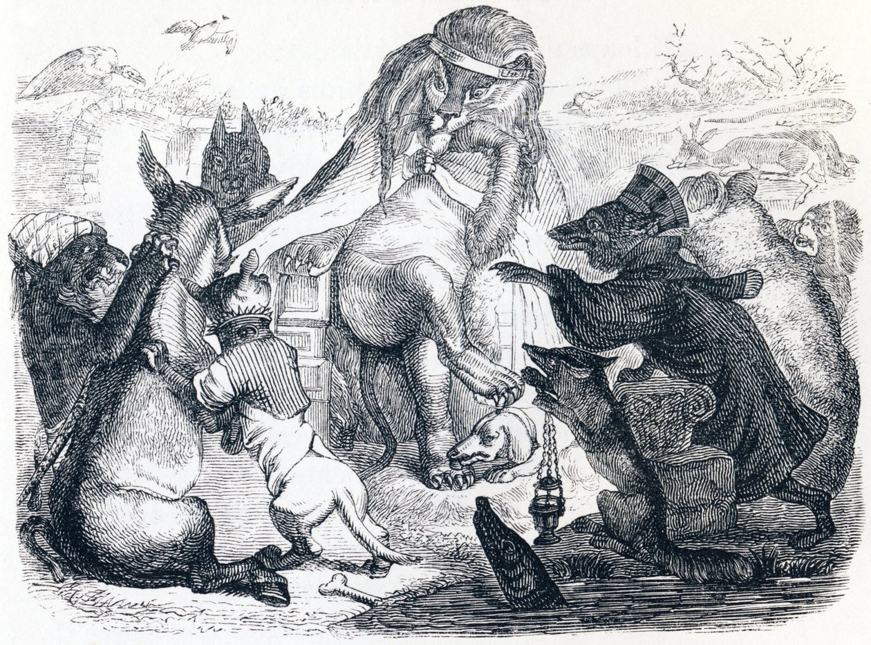Zvířata nemocná morem - Bajky od La Fontaine od Grandville