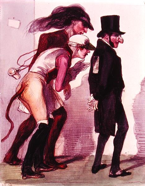 Scéna z pařížského karnevalu, kolem roku 1840 (barevné lito) od Grandville