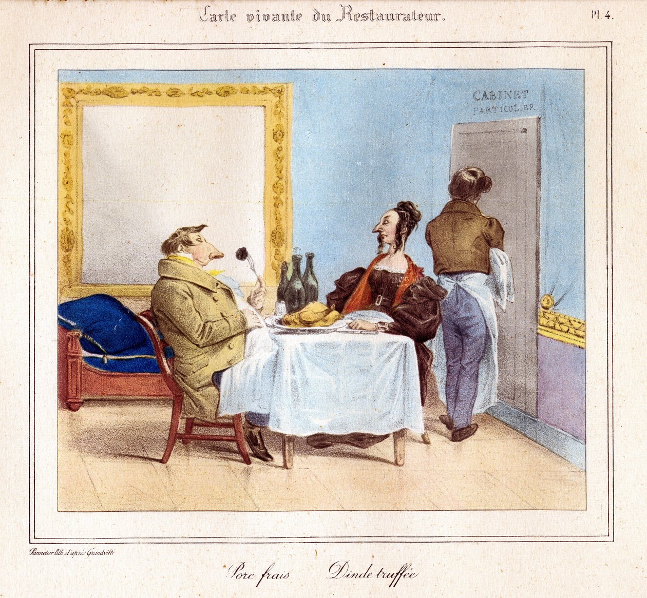 Živá karta restaurace: Čerstvé vepřové a krůtí lanýže. 1831-32 (litografie) od Grandville