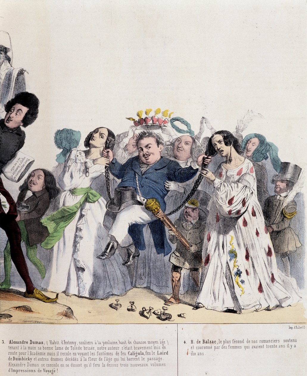 Kreslený film o Alexandru Dumasovi Filsovi a Honoré de Balzac – od Grandville, v „“ Charivari“““ z 21. 2. 1844 od Grandville