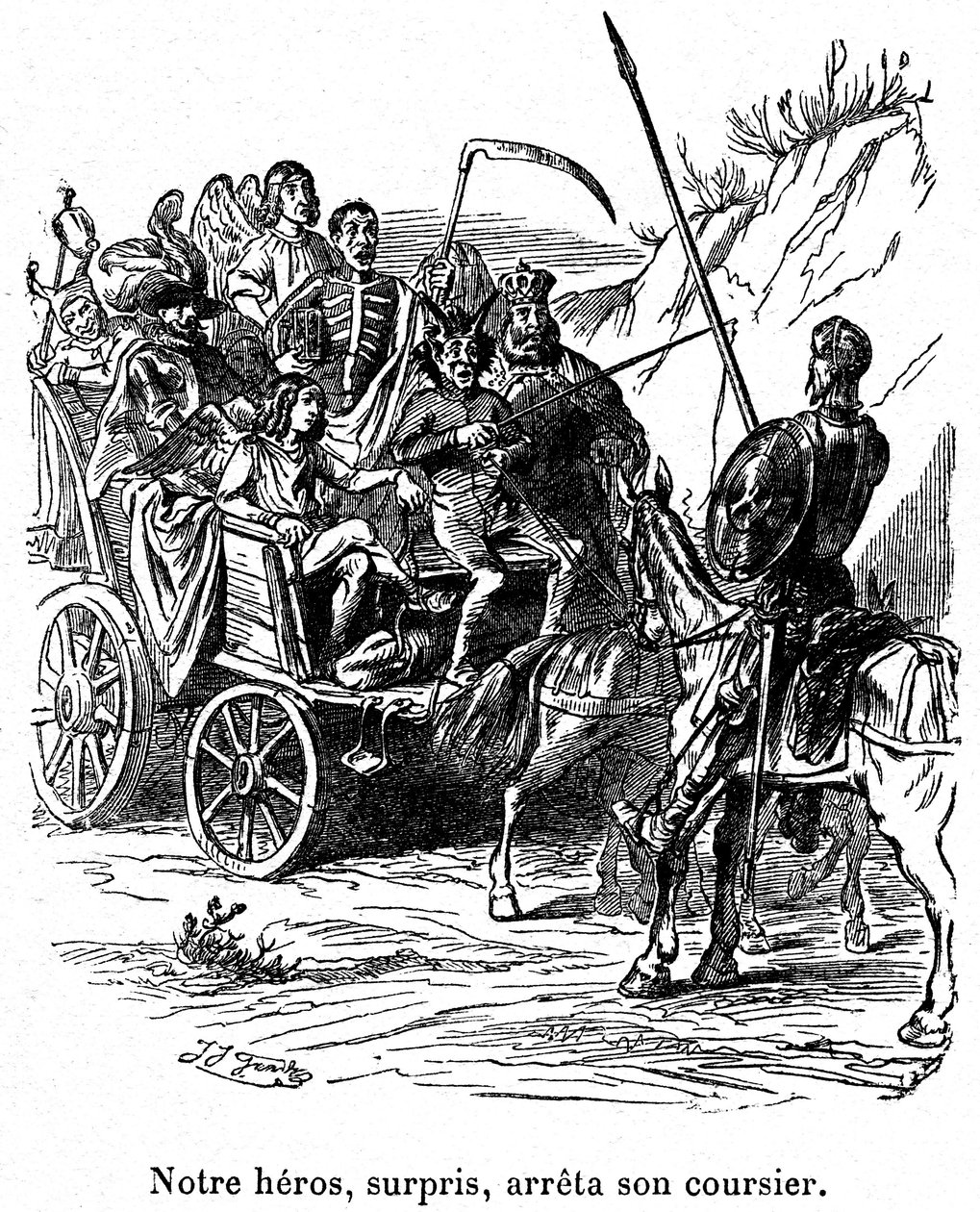 Ilustrace k Cervantesovým dobrodružstvím Dona Quijota od Grandville (1803 47)