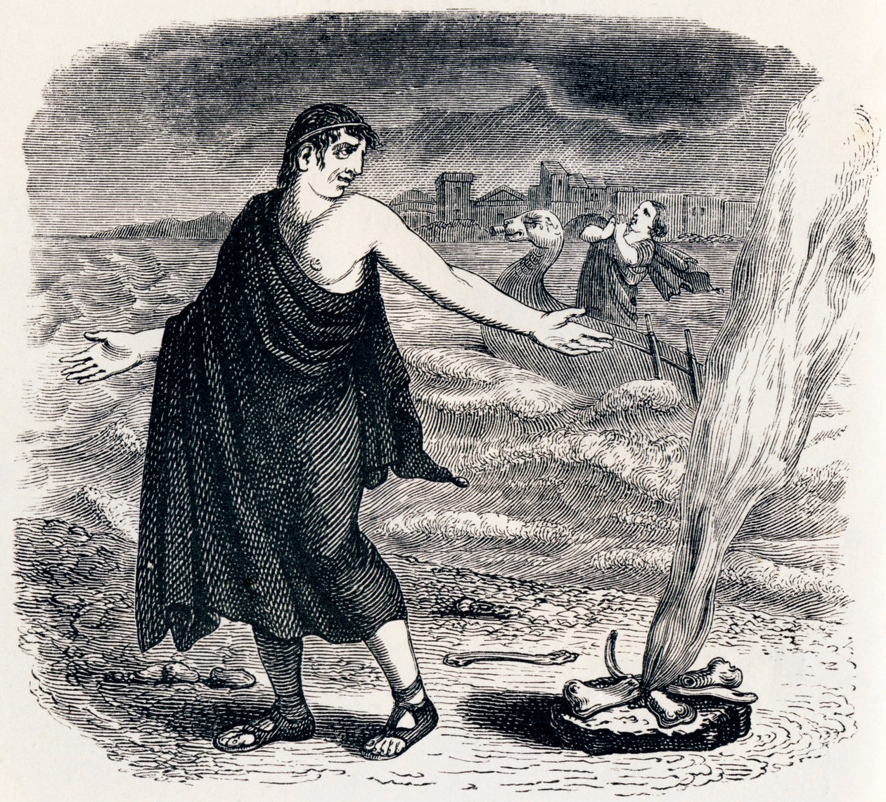 Jupiter a cestující - Bajky od La Fontaine od Grandville