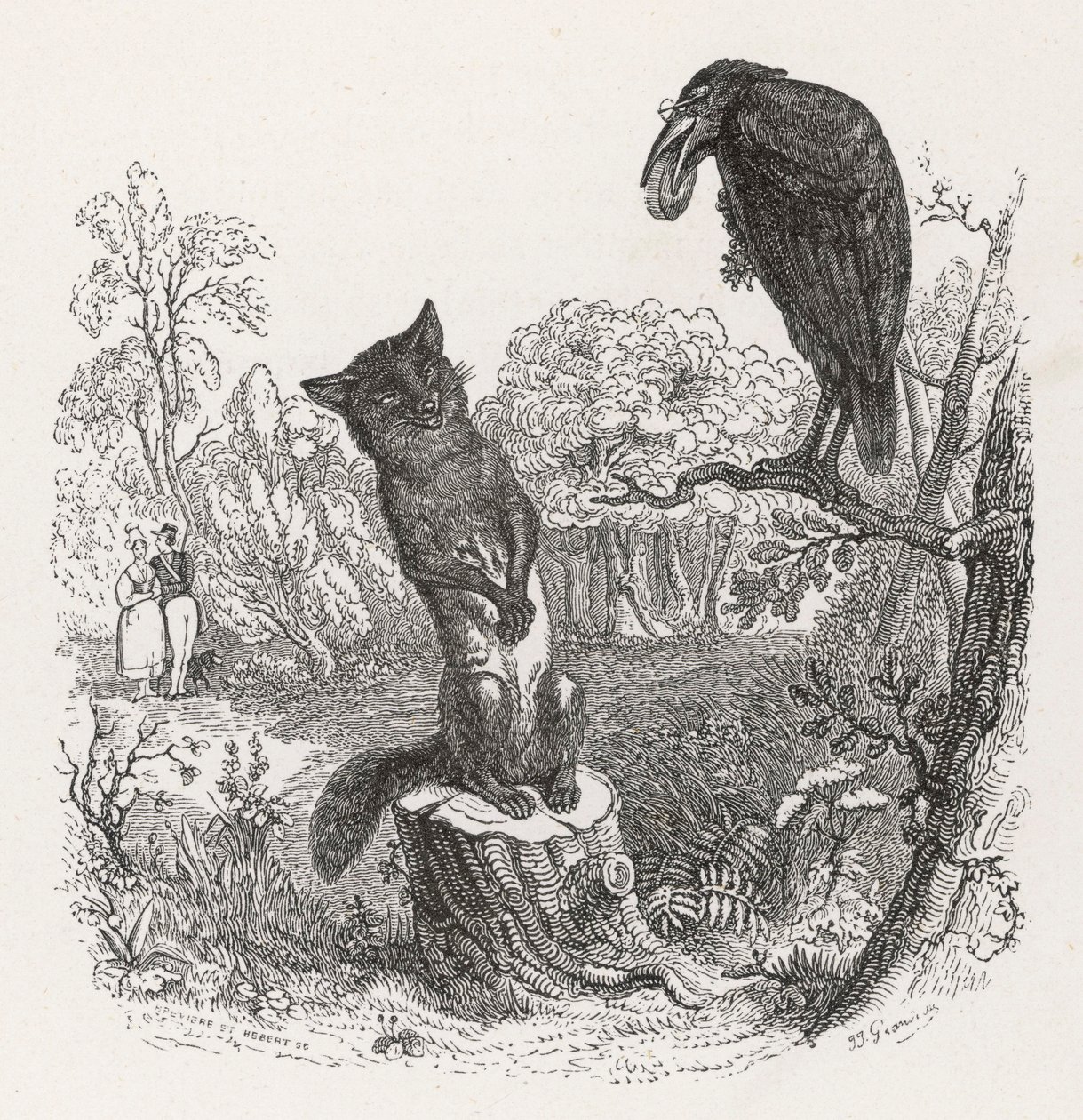 La Fontainova bajka: 1860 (rytina). od Grandville (1803 47)