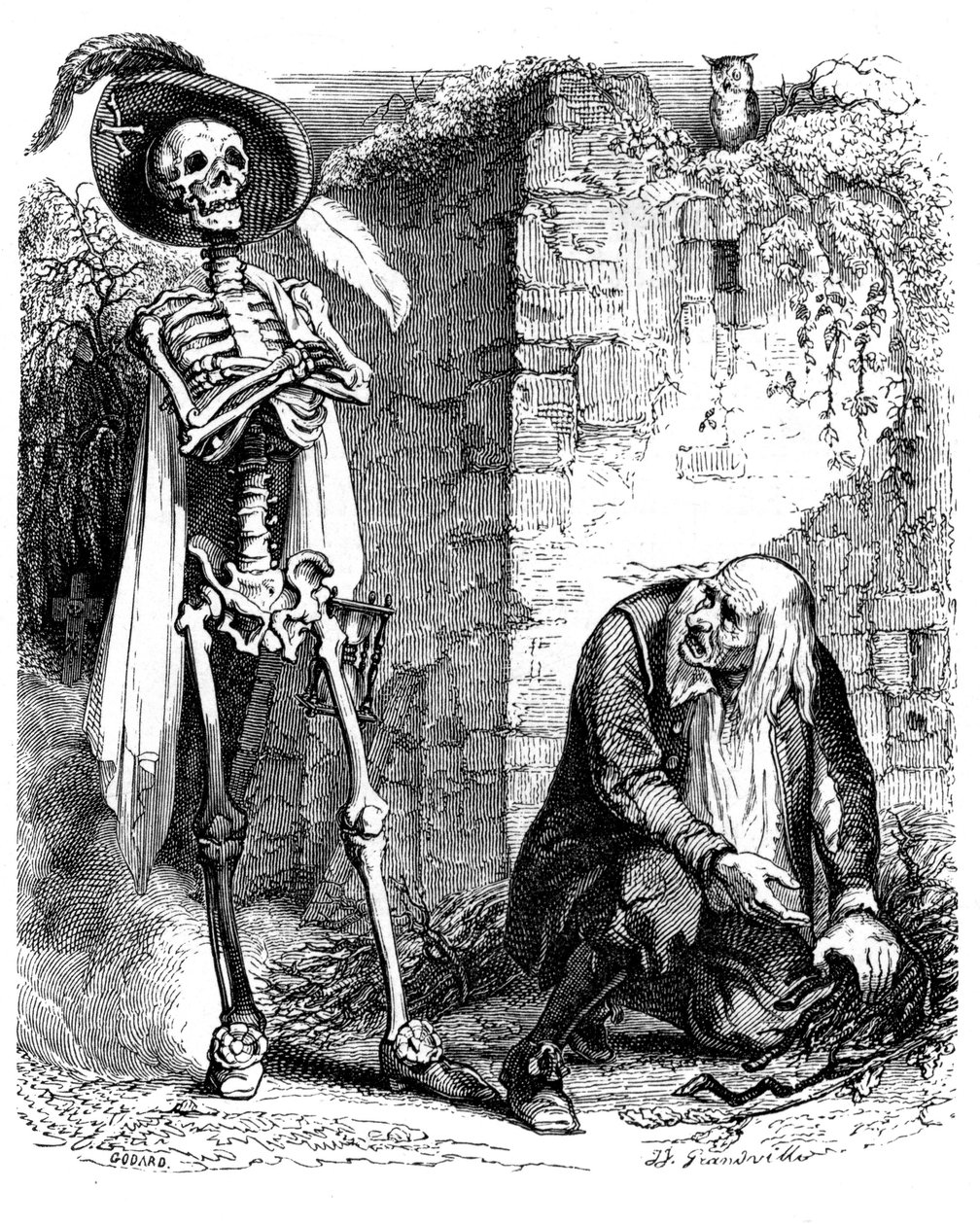 La Mort et le bucheron: fable de La Fontaine illustree by Grandville. od Grandville (1803 47)