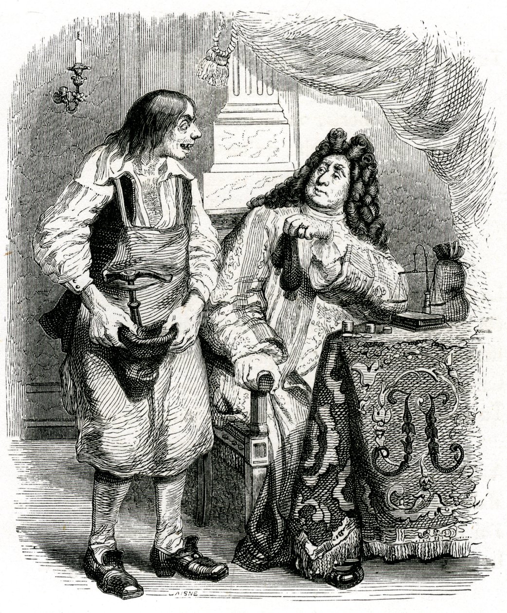 Le savetier et le financier: La Fontaineova bajka s ilustracemi Grandvillea. od Grandville (1803 47)