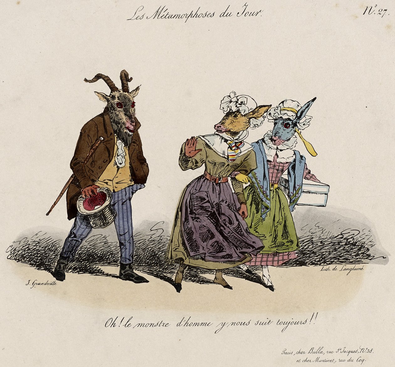 Les Metamorphoses du Jour, č. 27 (ručně kolorované lito) od Grandville