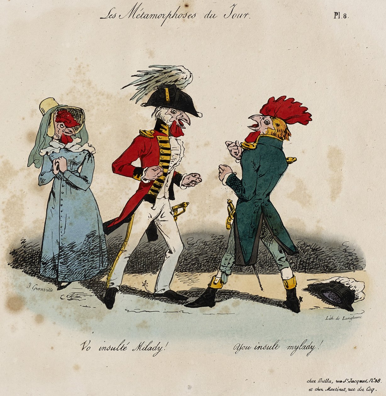 Les Metamorphoses du Jour, č. 8 (ručně kolorované lito) od Grandville