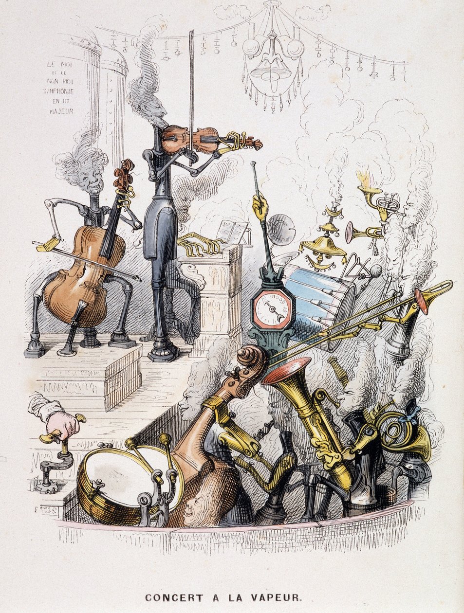 Muzikanti se proměnili ve stroje a uspořádali „koncert à la steam“ – v „“Un autre monde““ od Grandville, konec 19. století. od Grandville